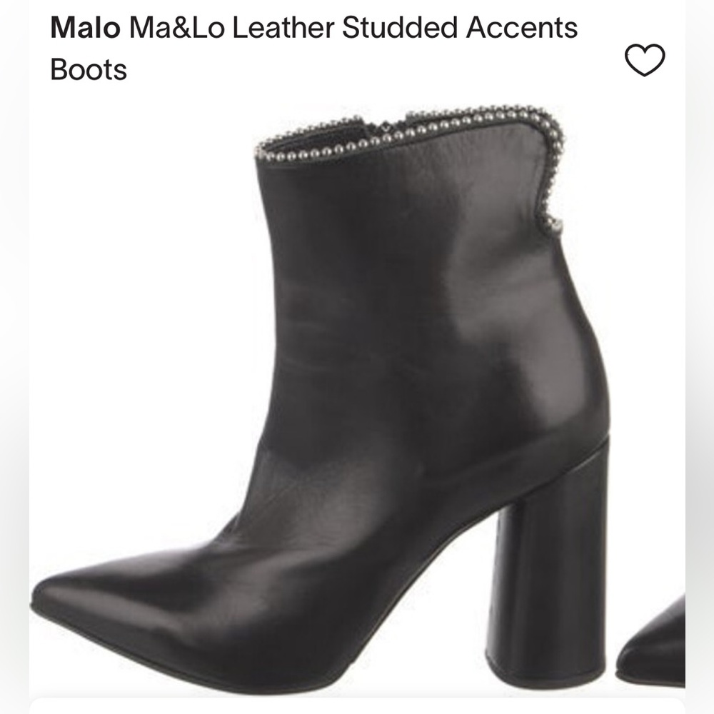 MA&LO Italian Leather Booties with Silver Bead Detail Size 39 (8.5)